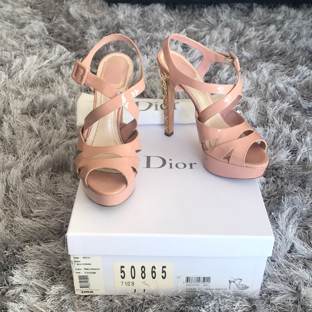 Dior Metal Cannage Peep Toe Heels